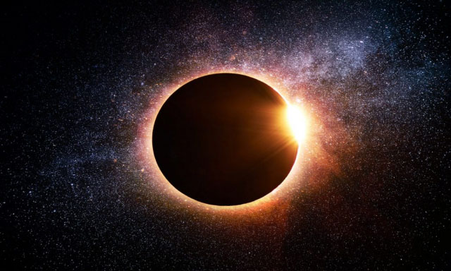 Solar Eclipse in Space - Stock Photo