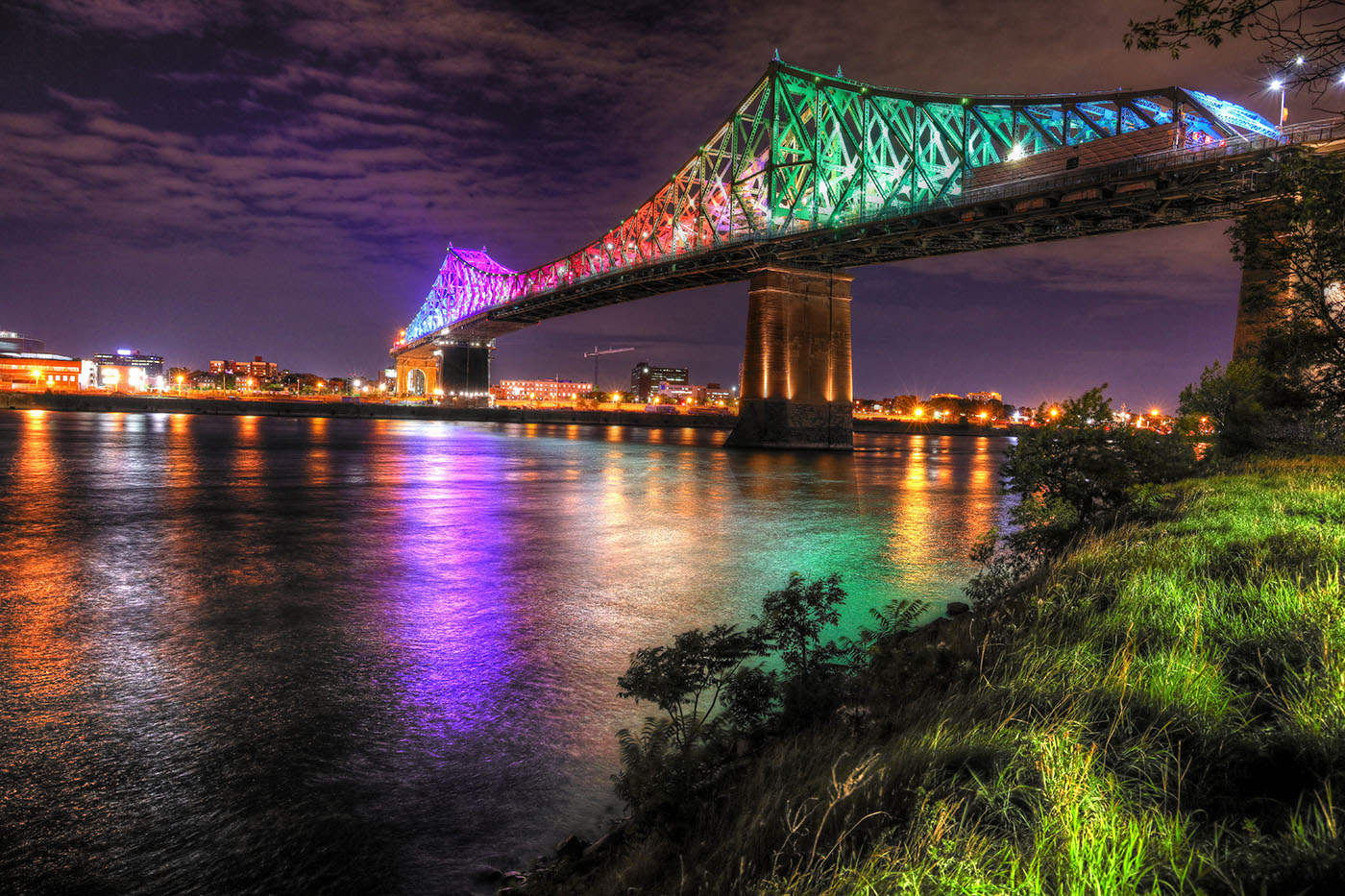Colorful Jacques Cartier Bridge in Montreal City during Covid 19 Image