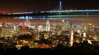 Montreal City and Bridge Photo Montage at Night - Creative Stock Images and Animations for all your Needs at Budget Price.