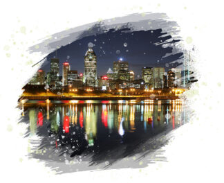 Montreal Cityscape at Night on White - Creative Stock Images and Animations for all your Needs at Budget Price.