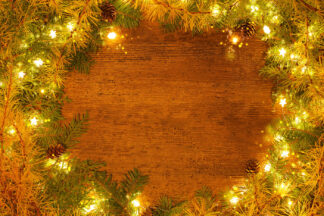 Golden Christmas Lights Set on Wood - Creative Stock Images and Animations for all your Needs at Budget Price.