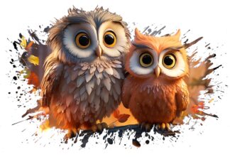 Cute Owls Splash Artwork