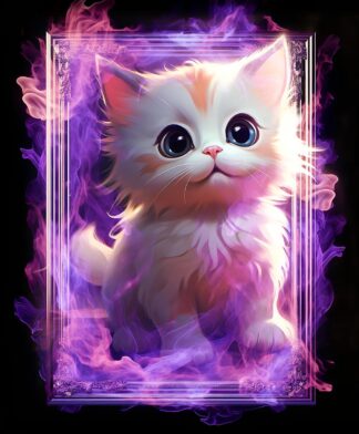 Cute White Kitten in a Frame Artwork