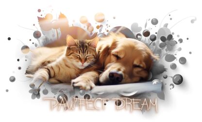 Paw'fect Dream Cat and Dog Sleeping Artwork