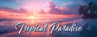 Tropical Paradise Banner - Beach Sunset Image