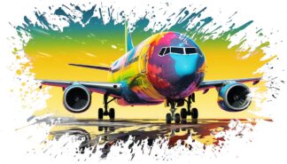 Colorful Passenger Airplane Artwork Image